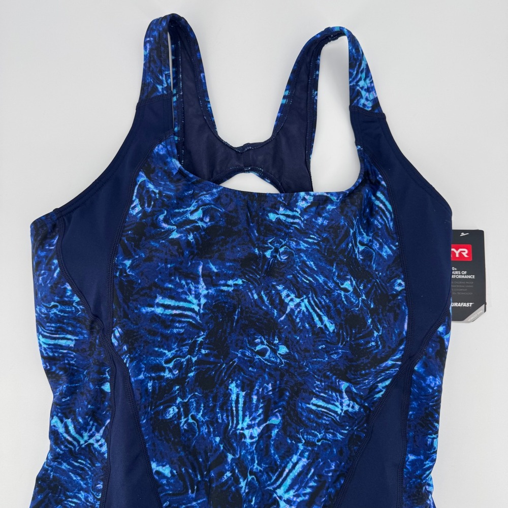 TYR Womens Max Splice Controlfit One Piece Swimsuit Navy Blue Size 20 P07003 NEW